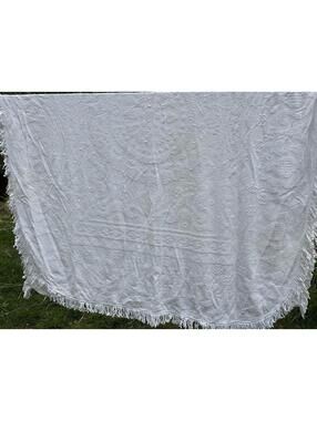 72x101” Bates White Vintage Hobnail Chenille Bedspread Coverlet Twin Comforter